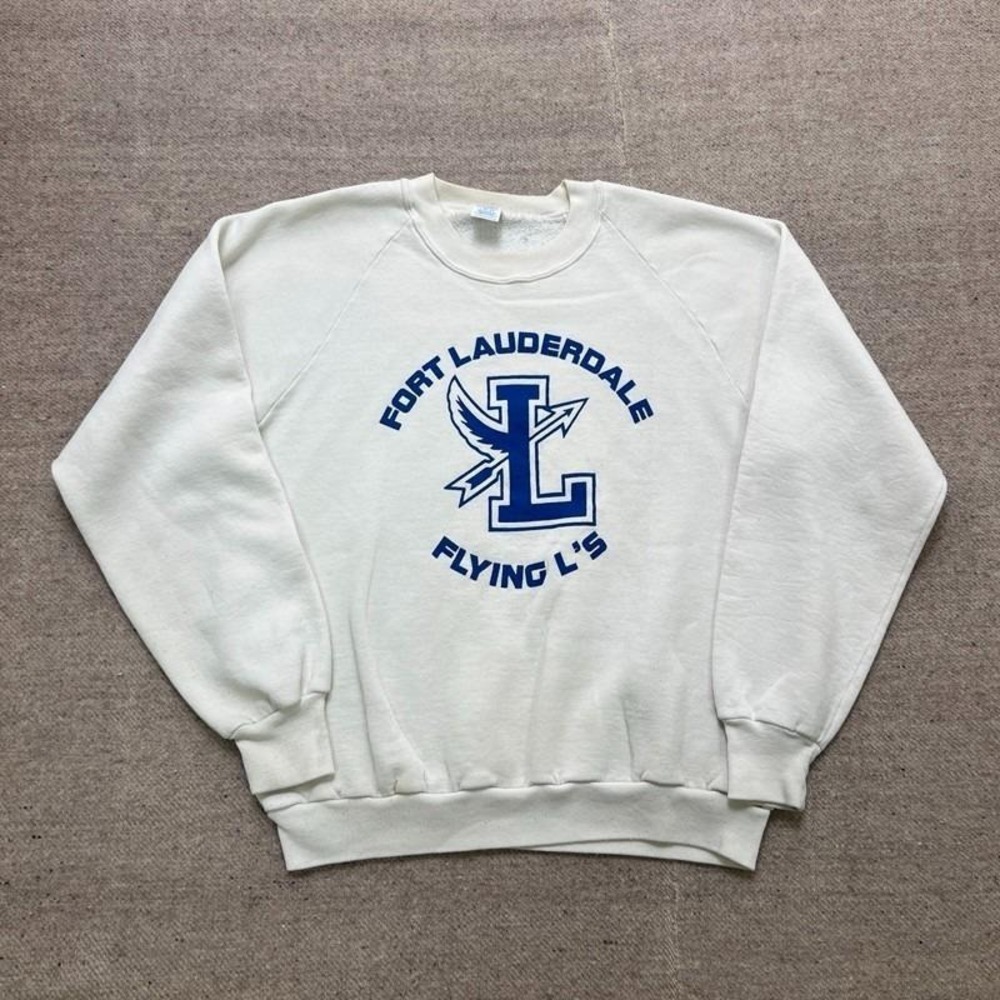 Vintage Fort Lauderdale Flying L's Sweatshirt Mens Large White 1980s